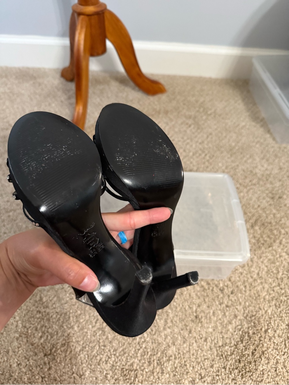 Nina Black Rhinestone Slingback Heels - Picture 5 of 7